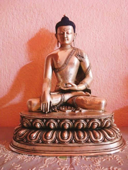 Sitting Buddha Statue in Fearlessness Mudra Pose with Celadon Glaze – Life  is a Gift Shop